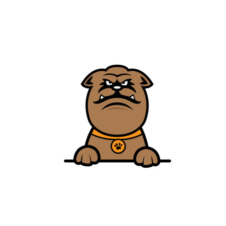 Angry dog with a collar. Vector illustration on white background.のイラスト素材