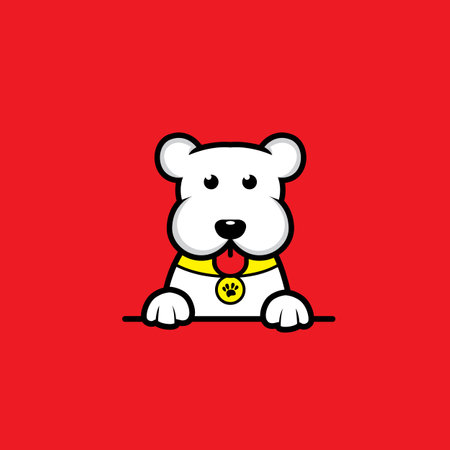 Cute polar bear on red background. Vector illustration for your designのイラスト素材