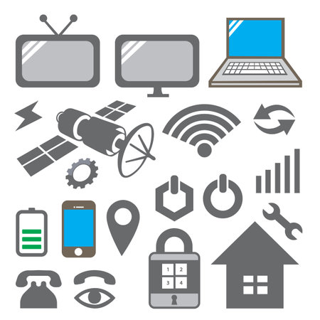 Vector illustration of a set of icons on the theme of technology.のイラスト素材