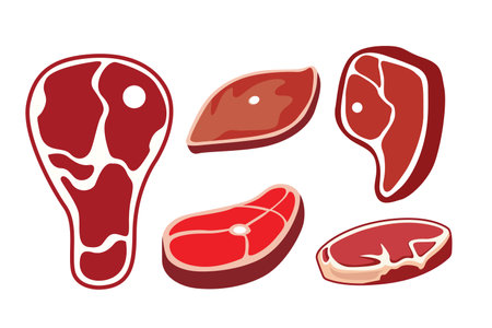 Steak icons set. Vector illustration. Isolated on white background.のイラスト素材