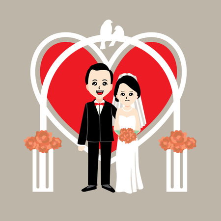 Wedding design over gray background, vector illustrationのイラスト素材