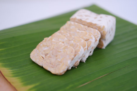 Sesame seed bar on banana leaf, Thai traditional sweet dessert.の写真素材