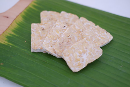 Crispy rice cracker on banana leaf. Thai dessert.の写真素材