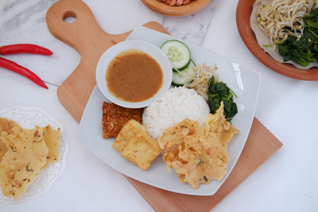 Thai style food with rice and shrimp paste,Thai foodの写真素材