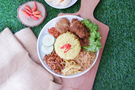 Thai food fried rice with pork and fried pork, stock photo