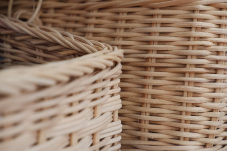 Wicker basket made from natural materials.の写真素材
