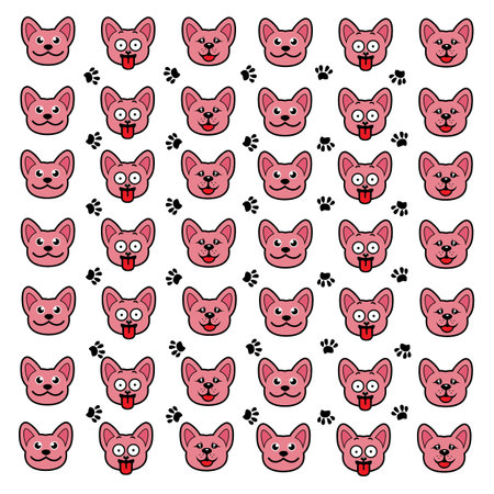 seamless cute dog and paw patternのイラスト素材
