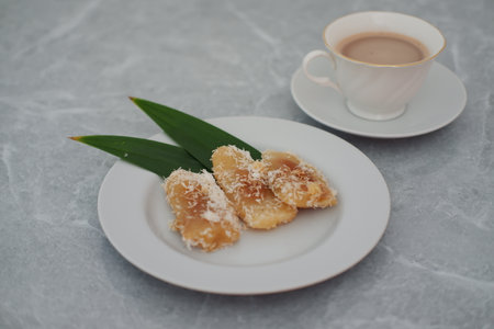 Tiwul is a traditional food from Gunung Kidul which is made from processed cassavaの写真素材