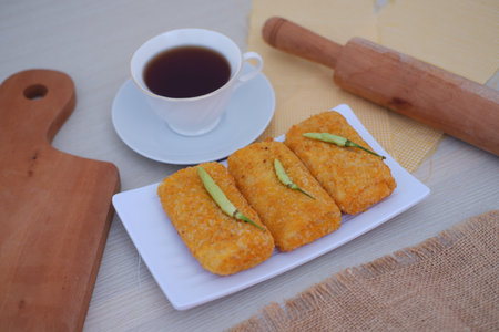 Risoles are a type of snack, typically filled with a mixture of vegetablesの写真素材