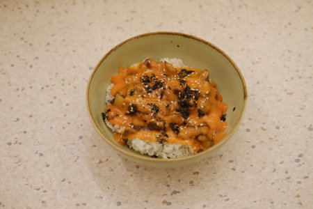 Beef Mentaiko Rice Bowl is mentaiko dishes Japanese specialityの写真素材