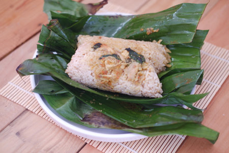 Rice served on a white plate.の写真素材