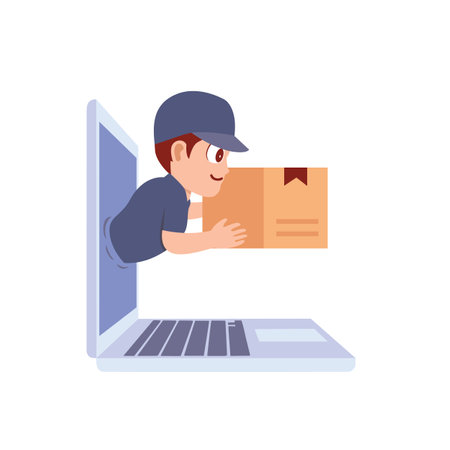 Convenient Online Delivery Service. Vector Illustrationのイラスト素材