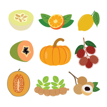 Tropical Fruits Extravaganza. Vector Illustrationのイラスト素材