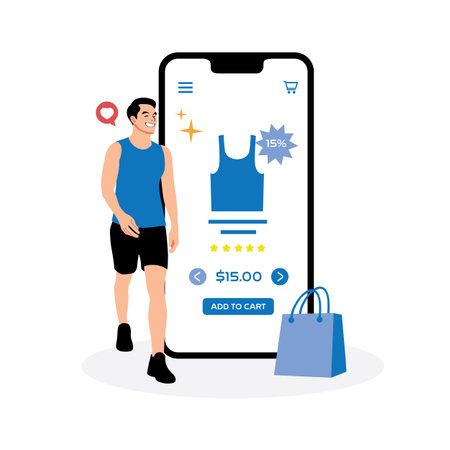Online Shopping for Fashion to Discounted Blue Tank Topのイラスト素材
