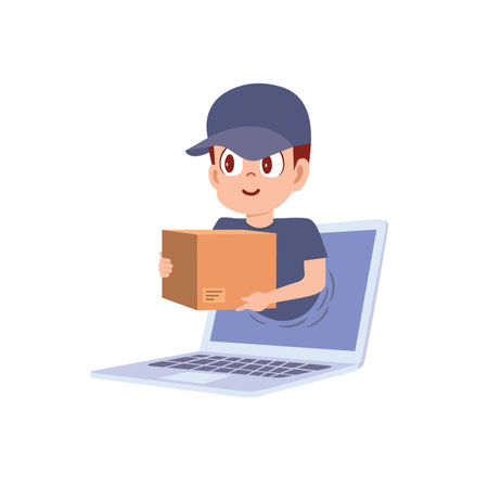 From Screen to Doorstep. Vector Illustrationのイラスト素材