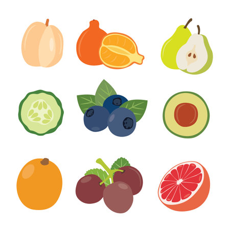Tropical and Seasonal Fruit Collectionのイラスト素材