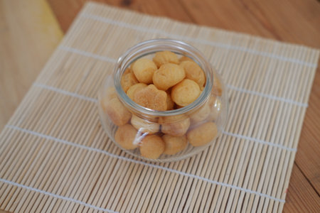 a traditional cake from Indonesia called kue sus filled with cream puffsの写真素材