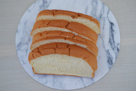 Sliced bread on a marble backgroundの写真素材