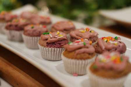 Catering buffet for events in a restaurant or hotel. Food styling and restaurant meal serving.の写真素材