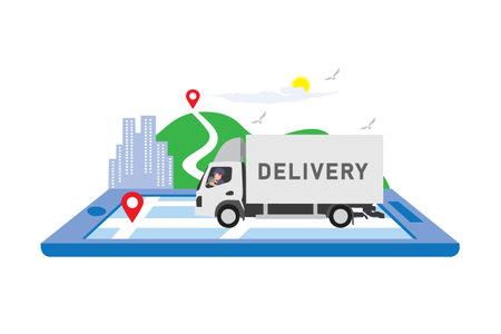 On Time Package Transfer for Happy Customersのイラスト素材