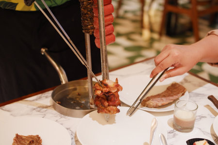 Freshly Carved Meat for a Satisfying Mealの写真素材