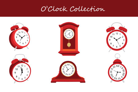O'Clock collection in different style. Vector illustration.のイラスト素材