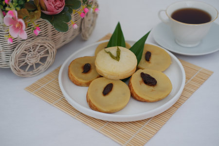 a plate of traditional pastries, possibly Indonesian style baked goodsの写真素材