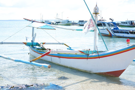 The boat is painted in vibrant colorsの写真素材