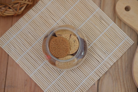 cookie in chocolate, vanilla, and golden brown varietiesの写真素材