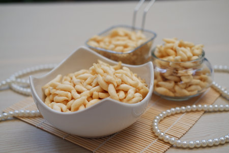 Simple crunchy snack that melts in your mouthの写真素材