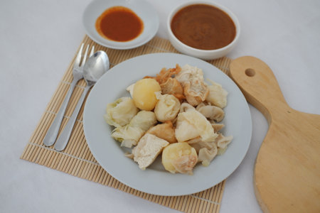 This image features a traditional Indonesian dish called Siomayの写真素材