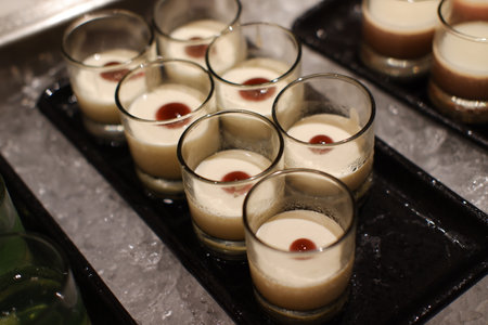 Coffee Cream Panna Cotta with Caramel Coreの写真素材