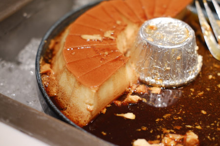 Traditional Custard Flan with Caramel Sauceの写真素材