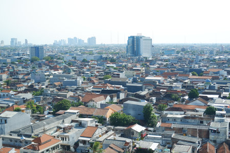 Cityscape View of Buildings and Residential Areasの写真素材