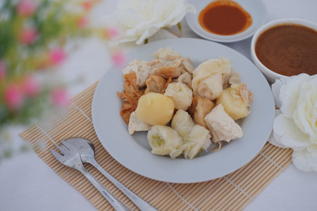 Siomay Delicious Indonesian Dumplings with Peanut Sauceの写真素材