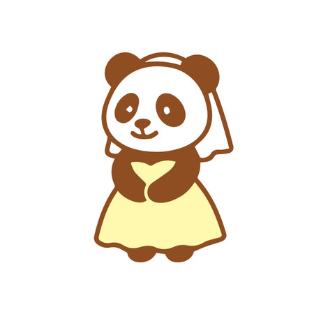 Cute Panda Bride Celebrating Marriageのイラスト素材