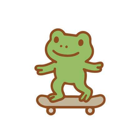 Cute Cartoon Frog on a Skateboard Illustrationのイラスト素材