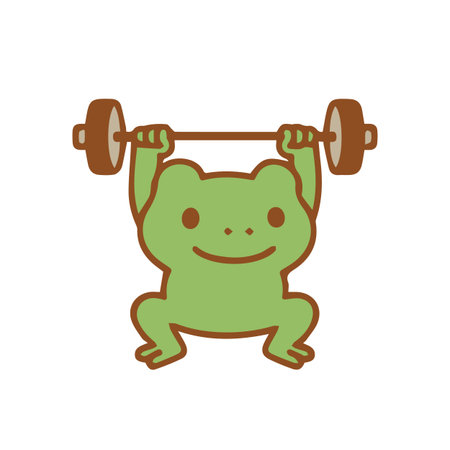 Cute Cartoon Frog lifting weightsのイラスト素材