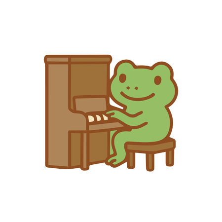 Frog Playing Piano A Cartoon Illustrationのイラスト素材