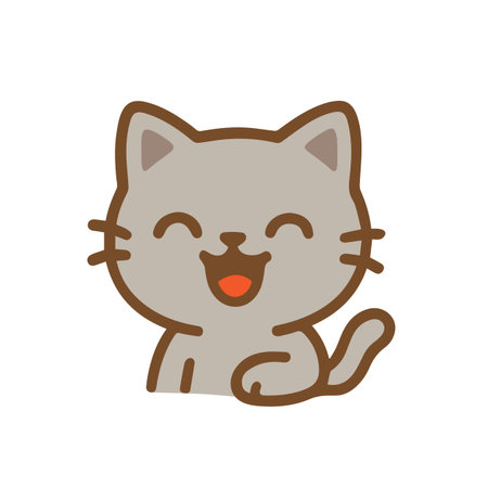 Cute Smiling Cat Cartoon Illustrationのイラスト素材