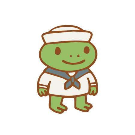 Cute cartoon frog in a sailor outfitのイラスト素材