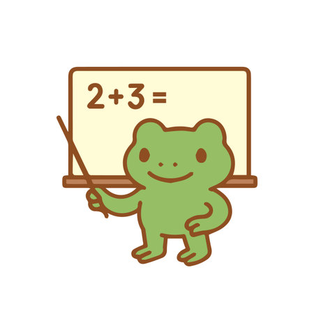 Cute Frog Teacher Demonstrating Additionのイラスト素材