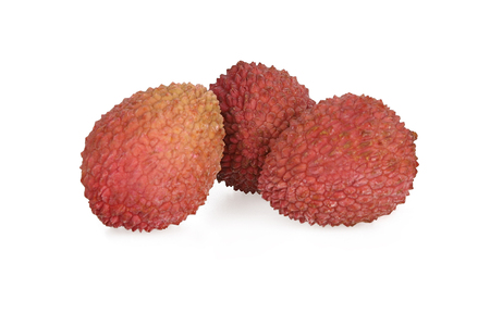 Lychees on a white backgroundの写真素材