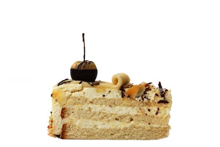 slice of Cheese cake isolated on whiteの写真素材