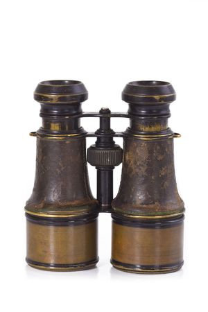 antique binoculars isolated on the white backgroundの写真素材