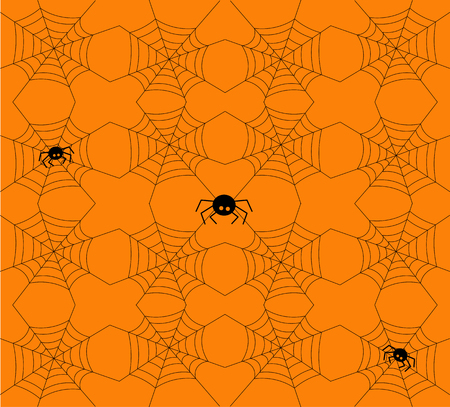 Seamless Halloween pattern with web and spiders. Vector illustration.のイラスト素材