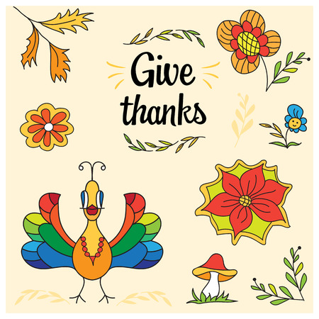 Thanksgiving hand drawn vector elements for cards and posters.