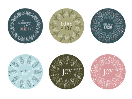 Set of Christmas Gift tags. Vector illustration.のイラスト素材