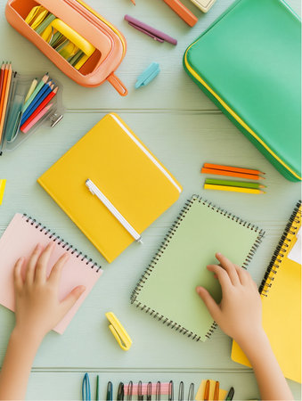 A flat lay of school
