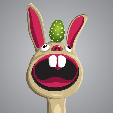 Easter funny bunny with egg on his head, vectorのイラスト素材